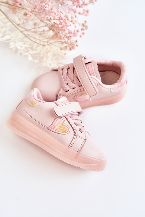 Dětské kožené sportovní boty na suchý zip růžový Baylene