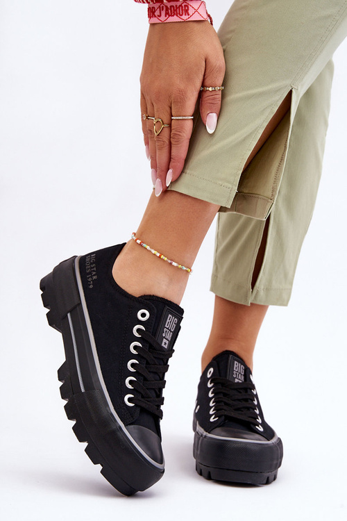 Látkové tenisky na platformě Big Star LL274149 Černe