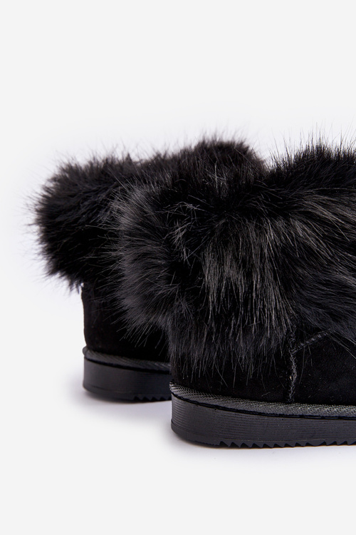 Dětské zateplené boty sněhové s kožešinou černé Nohie