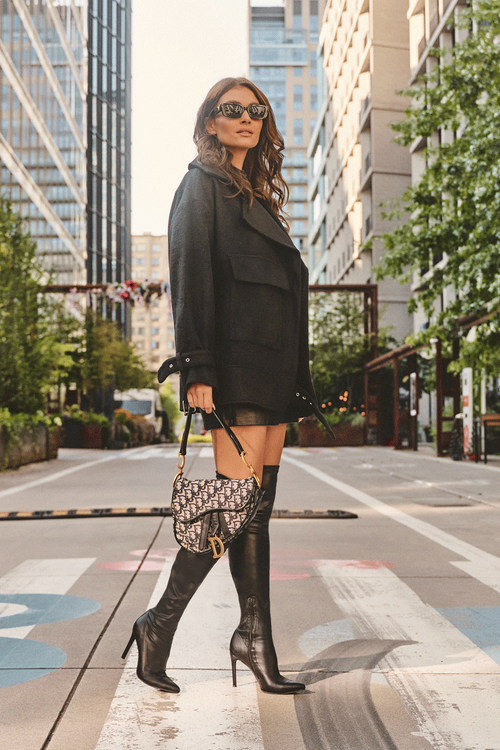 Kožené topánky na kolene na vysokom podpätku čierne zoolno