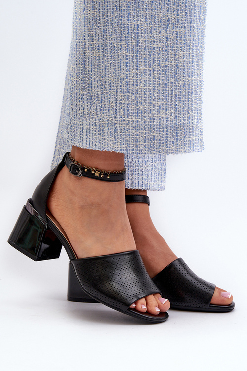 Dámské sandály na podpatku z ekokůže černé Horissa