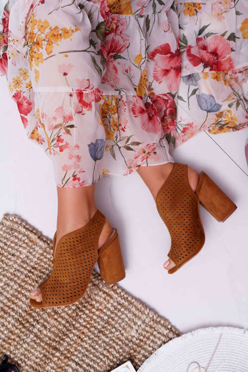 Dámské Sandály Na Podpatku Peep Toe Camel Nevienna