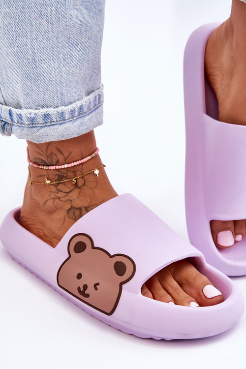 Dámské lehké pěnové pantofle Bear Motiv fialove Parisso