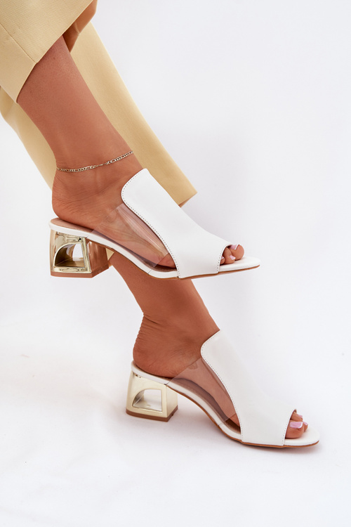 Dámske Sandále Na Opätku Biele Tessira