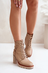 Zateplené botky na podpatku se zlatým detailem béžové Ivarisse