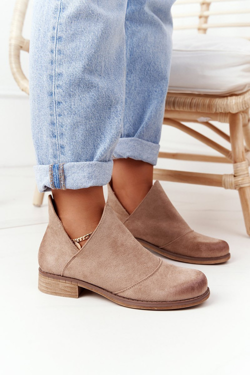 Kotníkové Boty S Výřezy Béžové Hillary