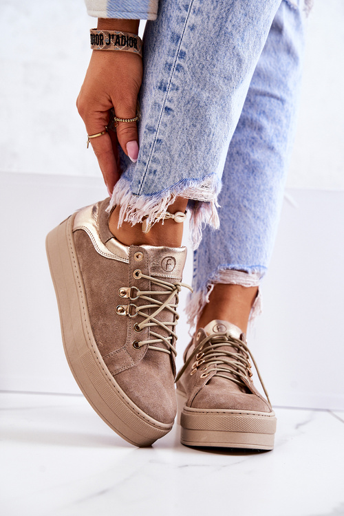 Suede Športové topánky na platforme Beige Mary Ann