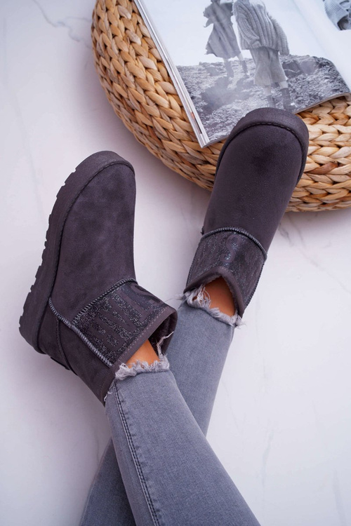 Dámske snehové topánky izolované sivé veľké hviezdy EE274262