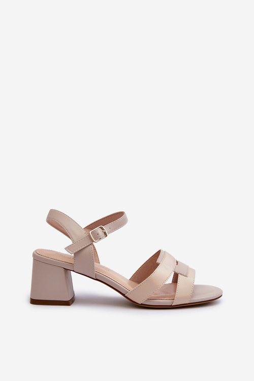 Dámské sandály na podpatku z eko kůže Sergio Leone SK894 béžové