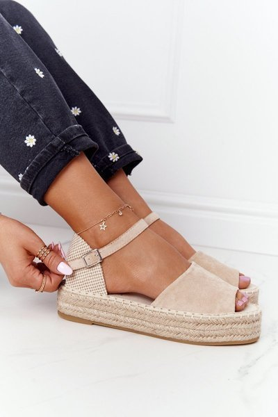 Sandály Na Platformě S Copánky Béžové Megara