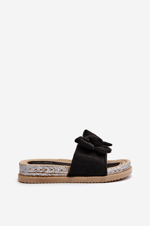 Dámske papuče na platforme s mašľou čierne Aflia