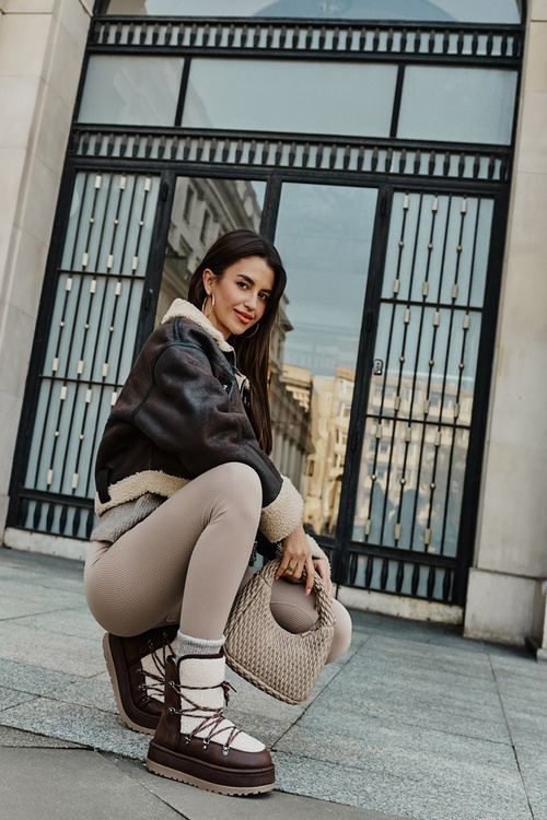 Dámské Sněhule Na Platformě S Šněrováním Hnědé Riaviana