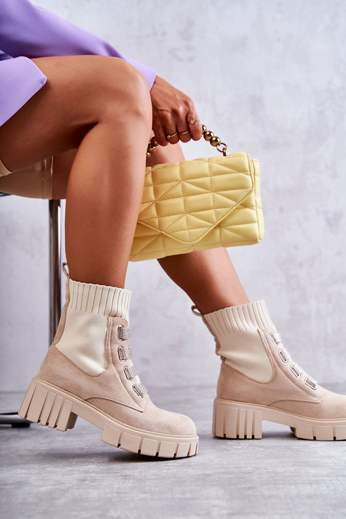 Semišove Nazouvací ponožkové boty béžove Hope