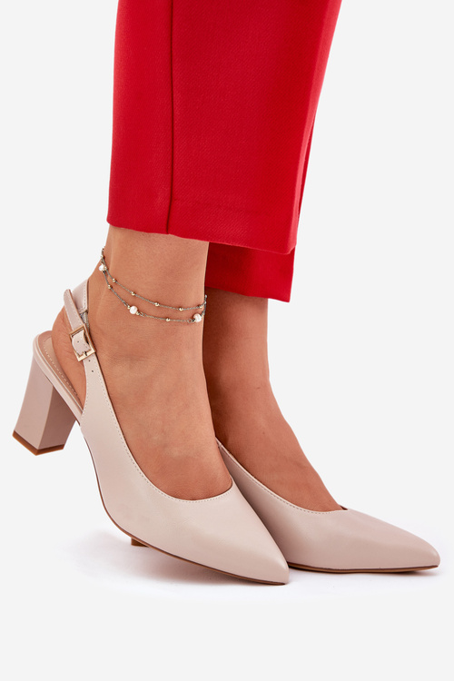 Pohodlné Lodičky Na Podpätku Sergio Leone SK162 Béžové