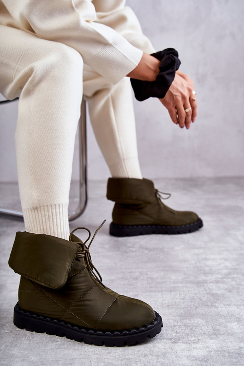 Dámské zateplené kozačky Zelené Emelie