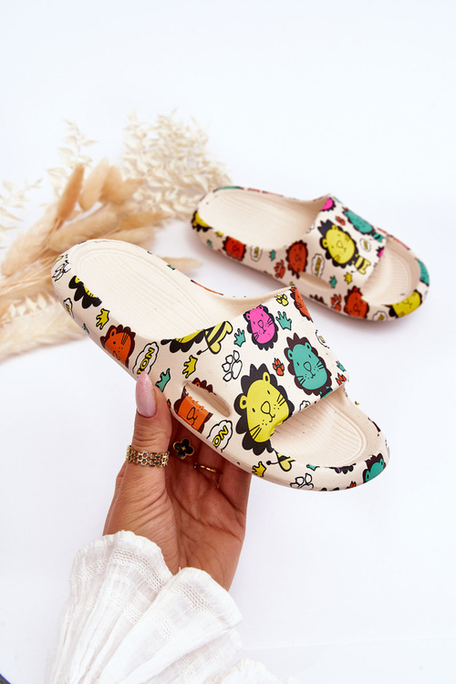 Dětské lehké pěnové pantofle Lion Motiv Béžove Esther