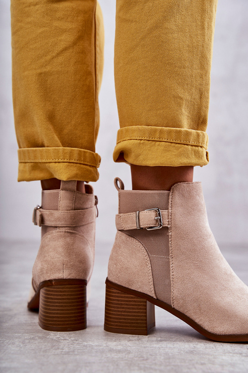 Semišové boty na sloupku Béžová Vannes