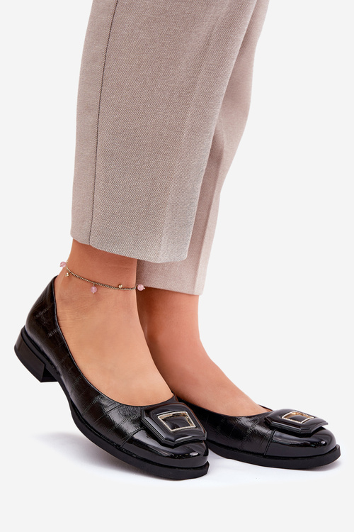 Kožené Baletky S Ozdobou D&A MK51-059 Čierne