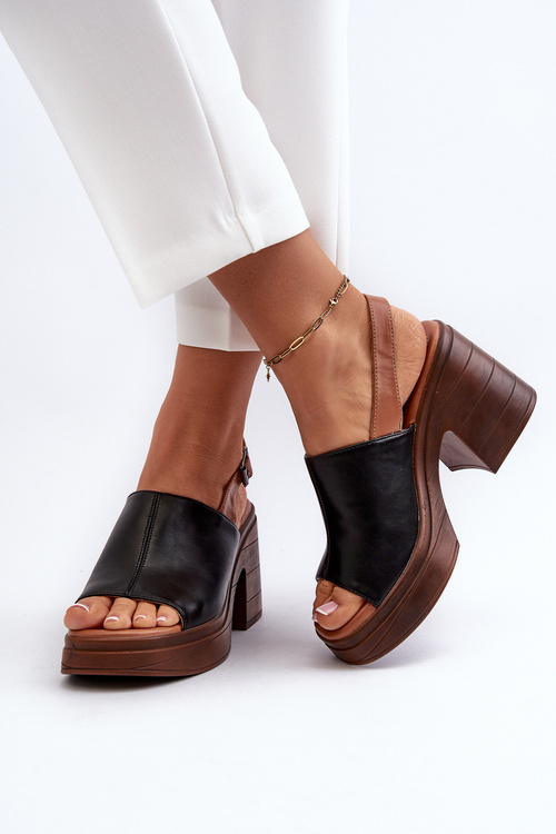 Elegantní dámské sandály z eko kůže na podpatku béžové Vattima