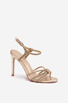 Dámské sandály na jehlovém podpatku s pásky a kryštály zlaté Tanelle