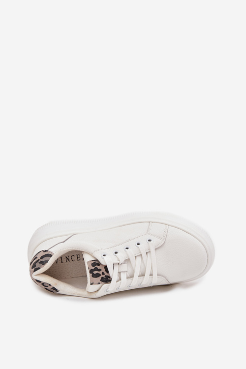 Kožené dámske tenisky na platforme Panterka Vinceza 89144 Biele
