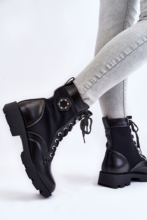 Dámské šněrovací boty Trapper s hřejivou černou Nomi