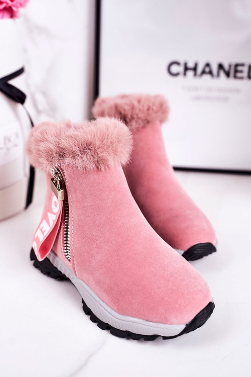 Dětské Teplé Boty Snehule S Kožešinou Růžové Love-Love