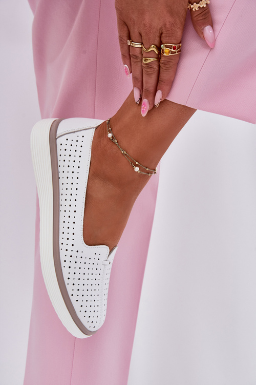 Kožené Dámské Polobotky Bílé Liaruna