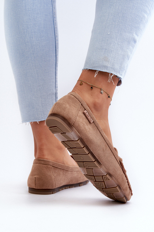 Dámske eko-zamšové mokasíny Big Star NN274930 Memory Foam System Beige