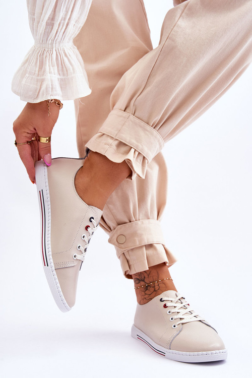 Dámske kožené tenisky béžové S.Barski LR268R