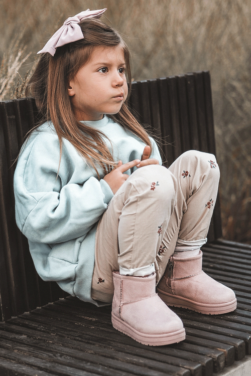 Dívčí Sněhové Teple Boty S Kožešinou S Ušima Růžový Betty