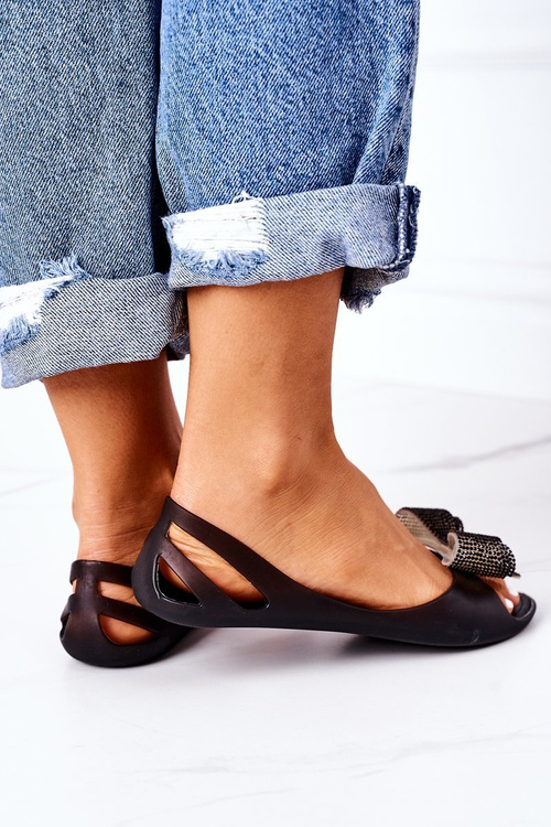 Meliski lu Boo Black Rubber Ballerinas