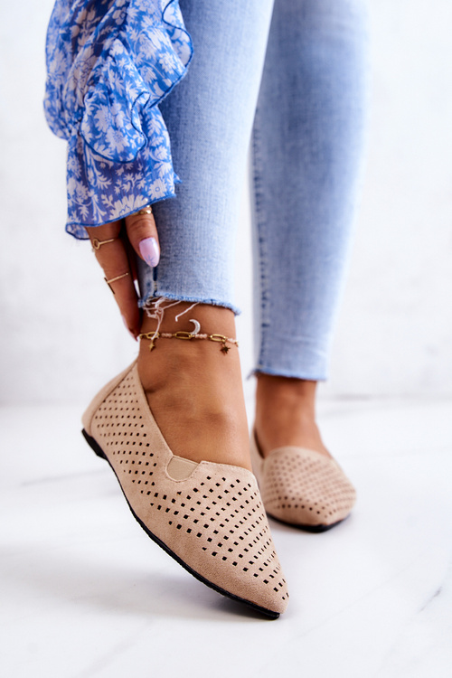 Dámské prolamované baleríny Slip-on béžove Rosario