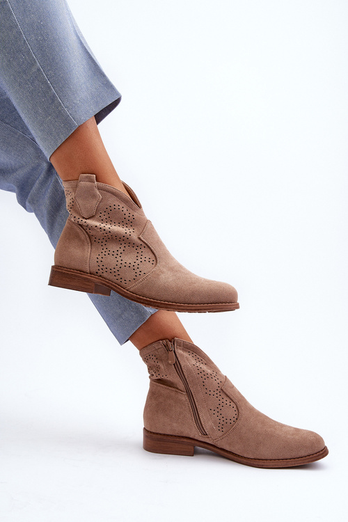 Dámské Průsvitné Botky Na Ploché Podrážce Beige S.Barski HY66-151