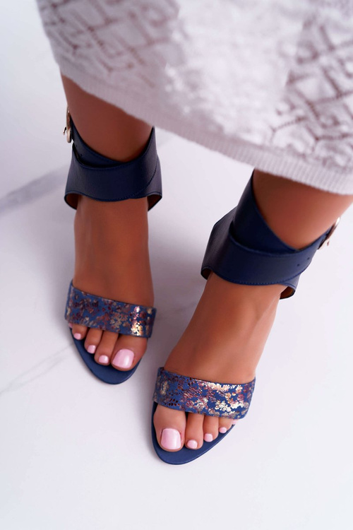 Dámske kožené sandále Maciejka na Navy Blue Post 03597