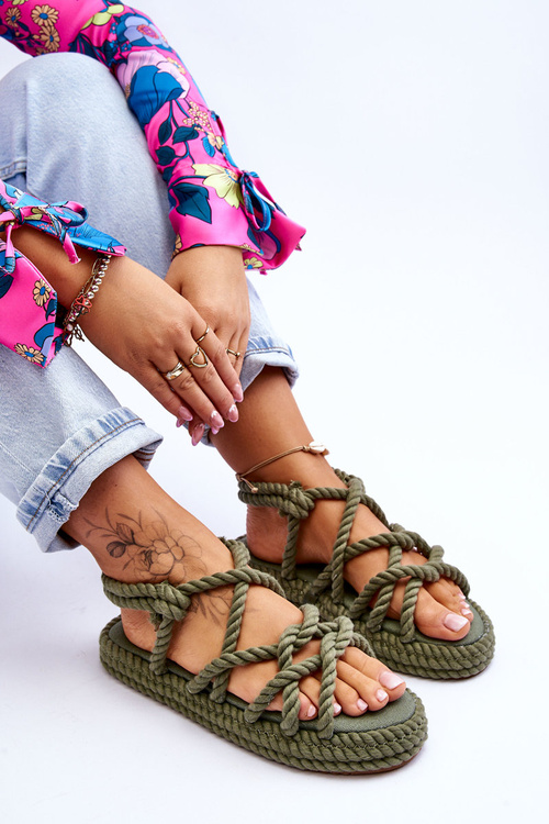 Dámské módní pletené sandály Zelená Tiffanie