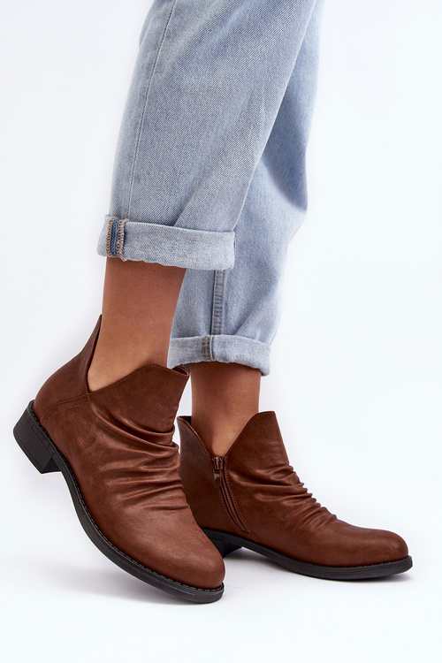 Nízké Kožené Boty Sztyblety Bežové Alcanassa