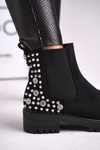 Dámské Kotníkové Boty Stříbrné nýty Černé Lady In Black