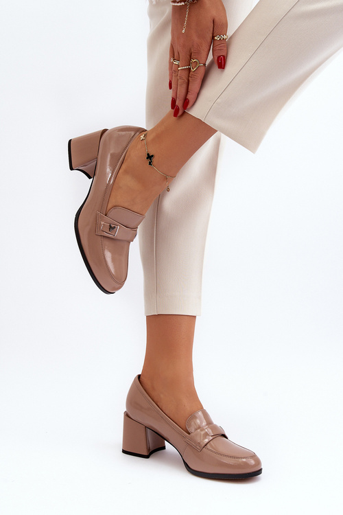 Lakýrované lodičky na podpatku béžové Felicijana