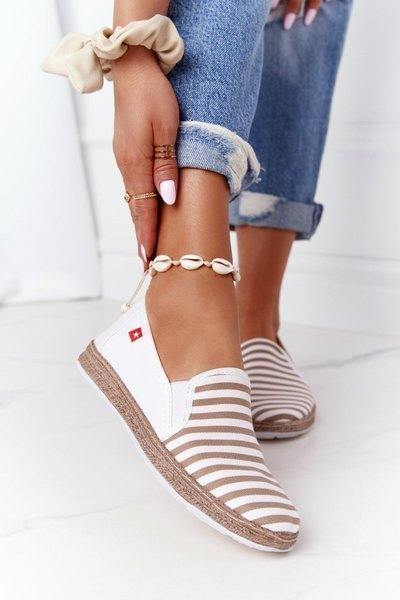 Ženské espadrilles veľká hviezda HH276001 béžová biela