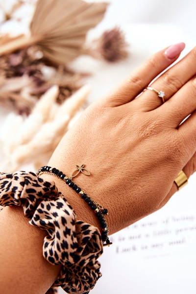 Náramek s přívěskem Motýli Zlato-černá Affection