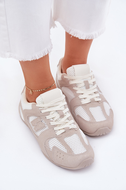 Dámské Sportovní Boty Z Eko Zamšové Bílo-Bežové Dorella