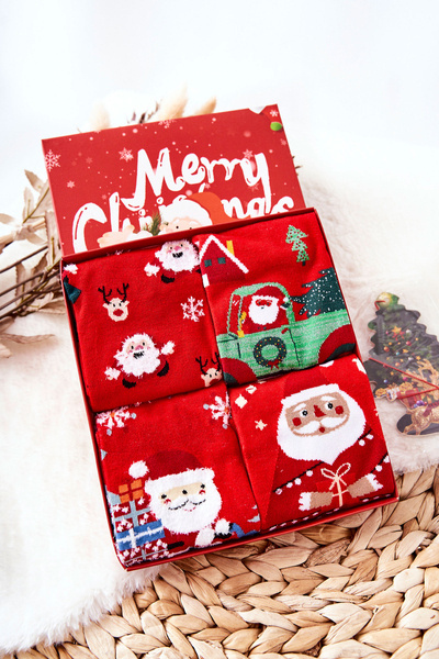 Dámske ponožky Cosas vianočné súpravy 4 páry + prívesok