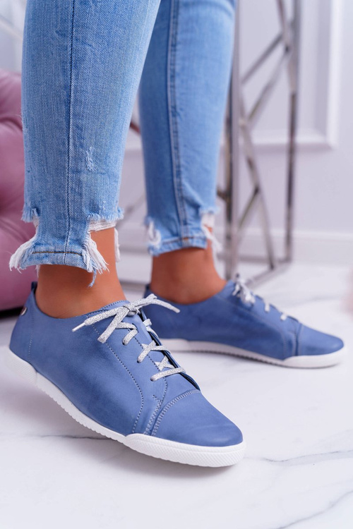 Topánky Dámske tenisky Maciejka kožené svetlo modré 4049a