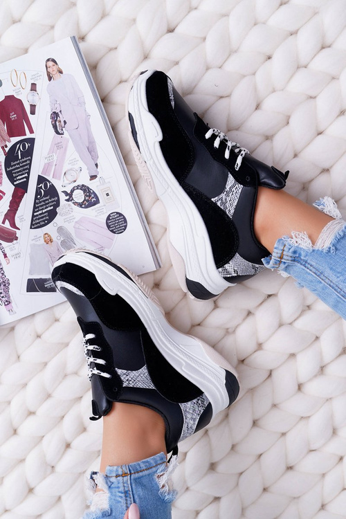 Dámská Sportovní Obuv Tlustou Podrážkou Černé Remember