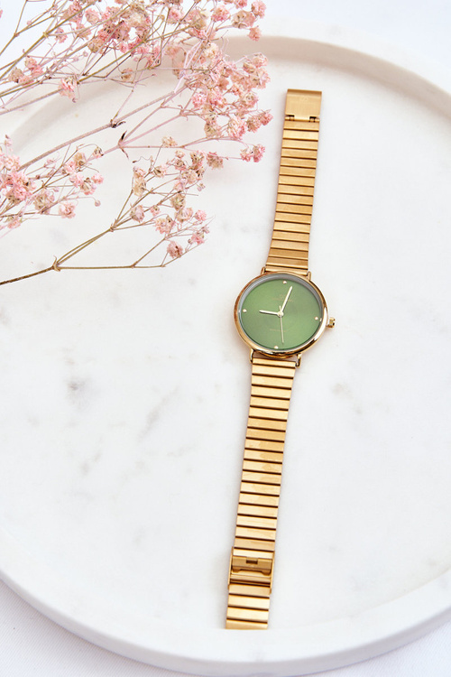 Dámske vodotesné hodinky na náramku Giorgio a Dario Gold-Green