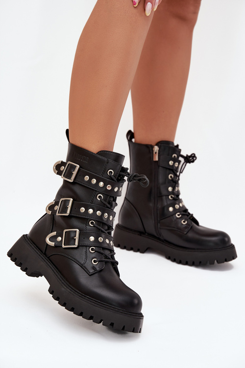 Zateplené Boty Pracovní S Pásky A Sponami Big Star OO274707 Černé