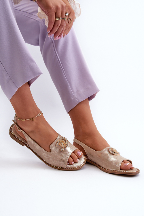 Dámske sandále s ozdobou S. Barski KV-2775-49 Pink-Gold