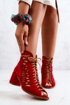 Suede Openwork Maciejka Boots Red 04040-08