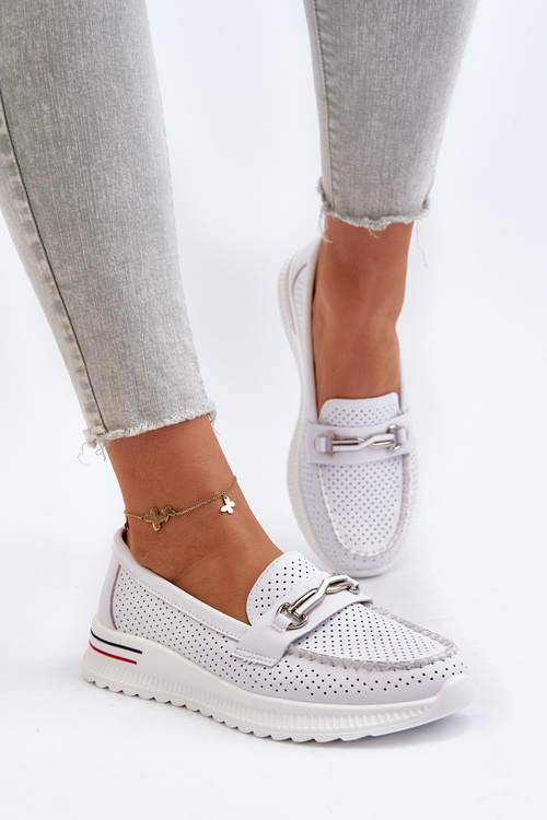 Bílé dámské kožené mokasíny Veridinna